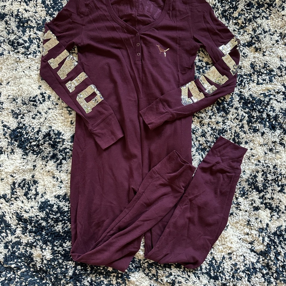 Victoria's Secret Pink Bling Maroon Onesie - Picture 11 of 13